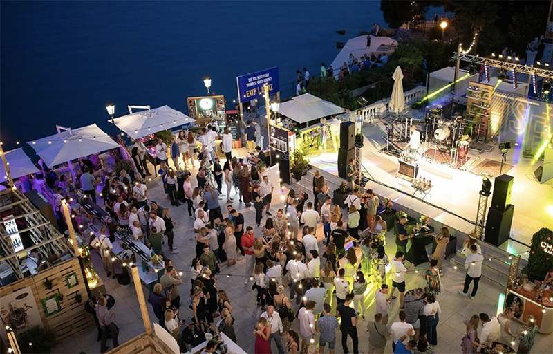 Aerial view of the terrace in front of the 5-star Kvarner Hotel, the venue of the renowned Imperial Spirits Festival.